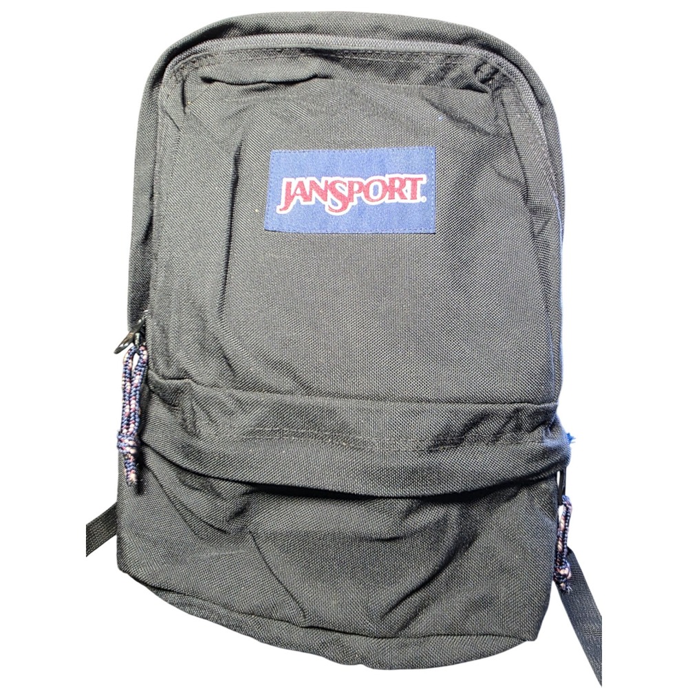 JanSport Right Pack Backpack Black Suede Leather Bottom School Travel Bag